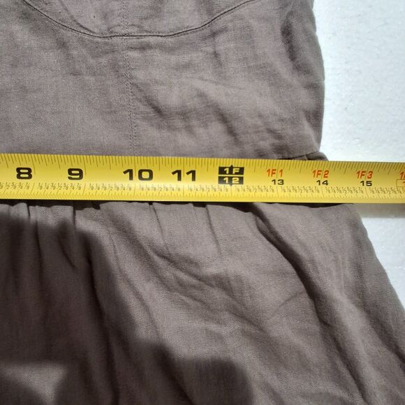 Aerie Brown Linen Blend Tie Shoulder Corset Button Front Short Sundress SZ Small - Picture 11 of 13
